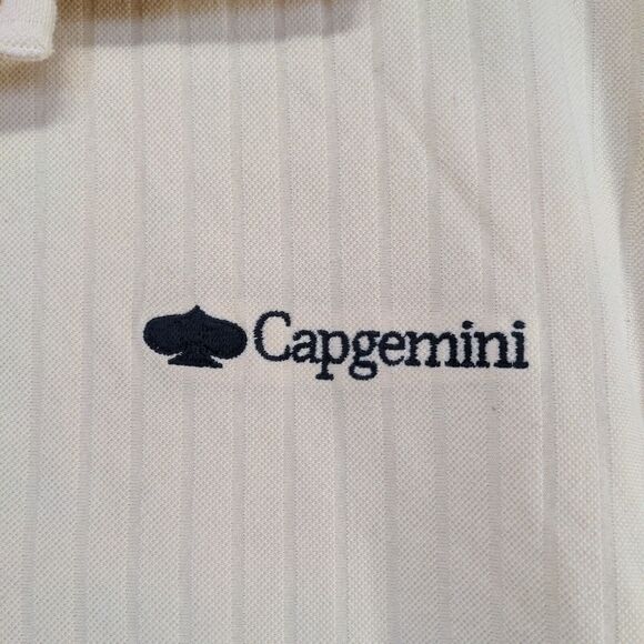 Devon & Jones Men's Polo Shirt Tan XL Short Sleeve High Low Hem Capgemini HP - Picture 5 of 14